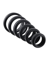 Adam & Eve Black Silicone Penis Ring Set - Ultimate Pleasure Unleashed Product Image.