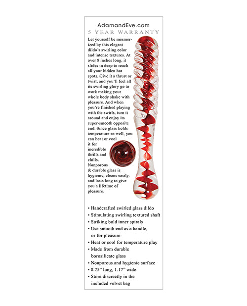 Consolador de cristal con forma de remolino y forma de corazón de Adam & Eve - Sensory Delight Product Image.