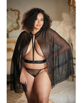 Allure Lace & Mesh Cape with Attached Waist Belt