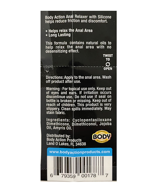 Body Action Anal Relaxer Silicone Lubricant - Natural Intimacy Boost Product Image.