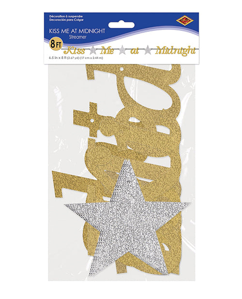 Beistle Glittery Midnight Kiss Streamer - A Dazzling Gold/Silver Elegance for New Year's Eve Product Image.