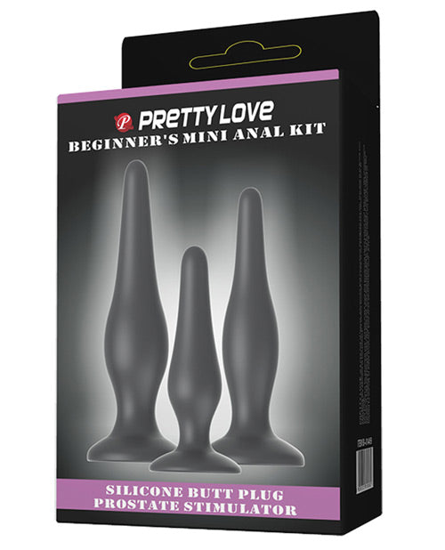 Pretty Love 初學者迷你肛門套件 - 黑色 3 件套 Product Image.