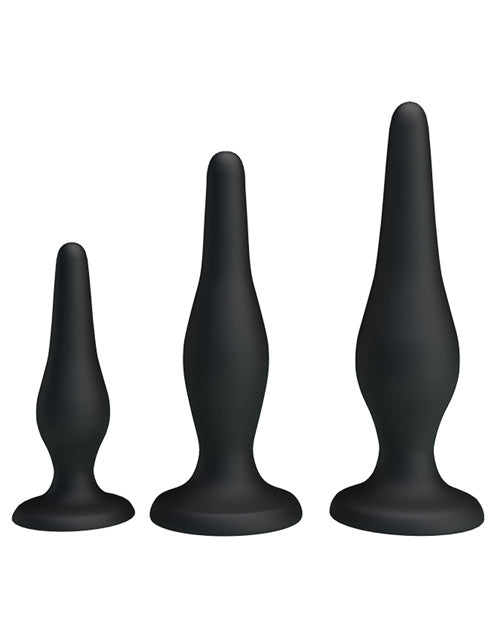 Pretty Love Beginner's Mini Anal Kit - Black Set of 3 Product Image.