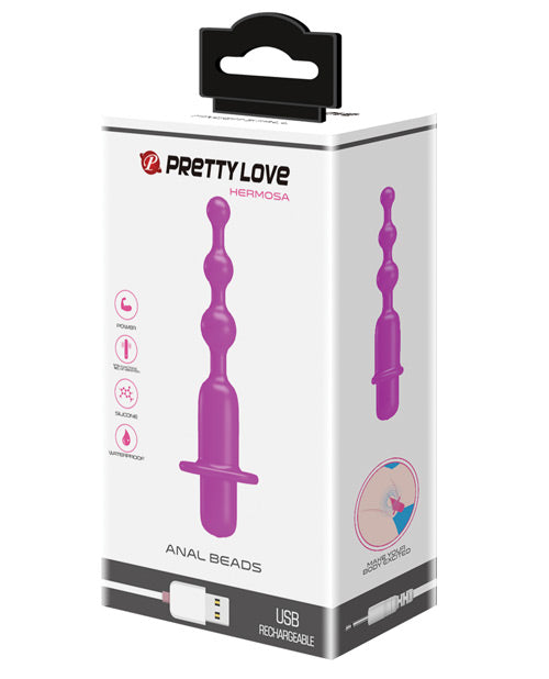 Pretty Love Hermosa 肛門珠振動器 - 12 功能紫紅色 Product Image.