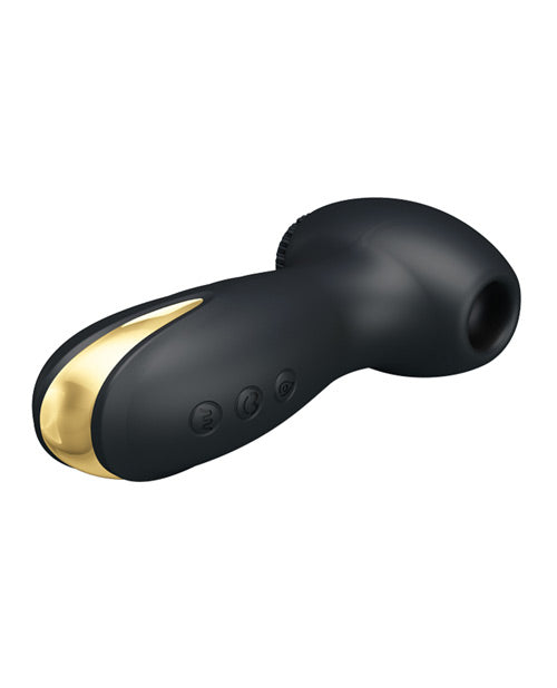 Pretty Love Hammer Sucking &amp; Vibrating - Dispositivo de placer sensorial negro y dorado Product Image.