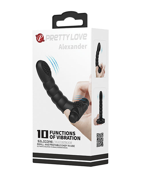 Vibrador para dedo Alexander de Pretty Love - Negro - featured product image.