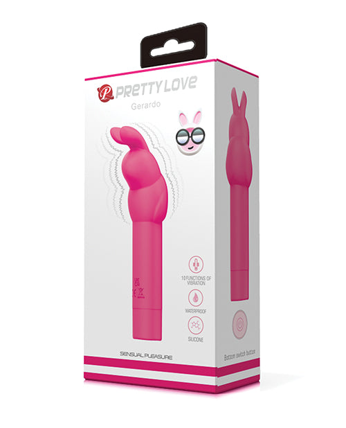 Pretty Love Gerardo Bunny Silicone Vibrator - Hot Pink Product Image.