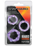 Paquete de 3 anillos para el pene con cuentas Stay Hard de Blush Novelties: mejora íntima definitiva