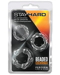 Paquete de 3 anillos para el pene con cuentas Stay Hard de Blush Novelties: mejora íntima definitiva