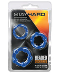 Paquete de 3 anillos para el pene con cuentas Stay Hard de Blush Novelties: desata tu intimidad