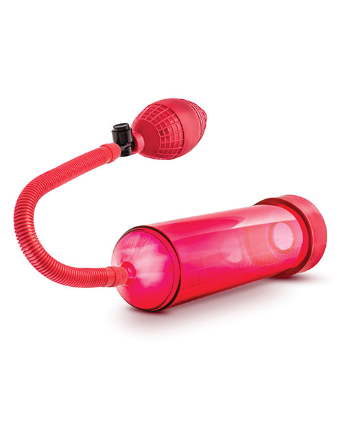 Blush Performance VX101 Male Enhancement Pump with Stay Hard C Ring - Red Product Image.