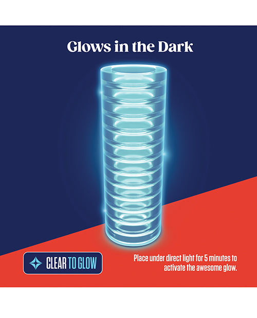 Blush Rize Ribz - Clear: Glow-in-the-Dark Stroker Product Image.