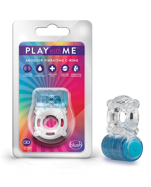 Blush Play With Me Vibrating C Ring - Purple: Intimate Pleasure Booster Product Image.