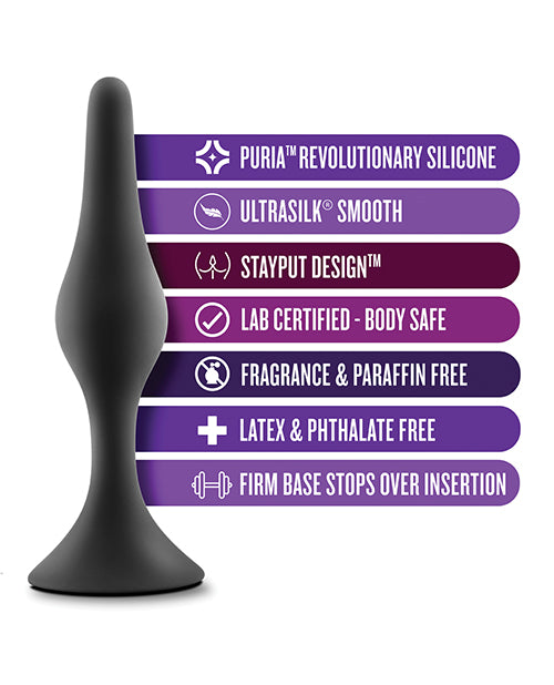 Blush Anal Adventures Silicone Beginner Plug Kit - Black: A Journey of Pleasure Product Image.