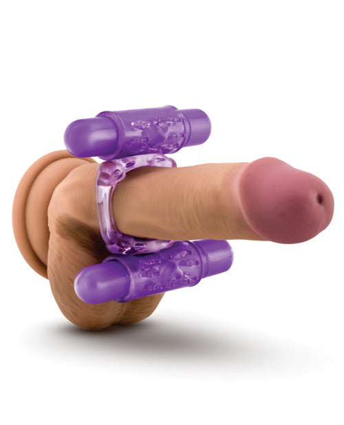 Blush Double Play Dual Vibrating Cockring - Purple Product Image.