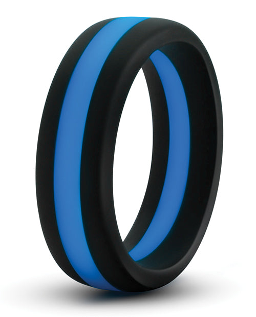 Blush Performance Silicone Go Pro Cock Ring in Black/Blue Product Image.