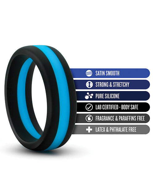 Anillo para el pene Go Pro de silicona Blush Performance en negro/azul Product Image.