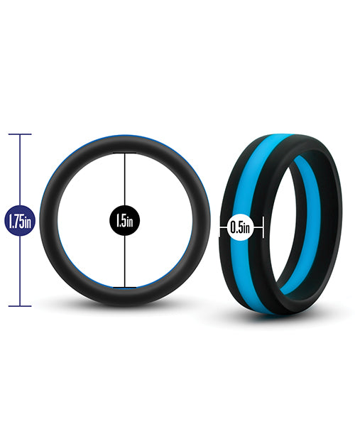 Blush Performance Silicone Go Pro Cock Ring in Black/Blue Product Image.