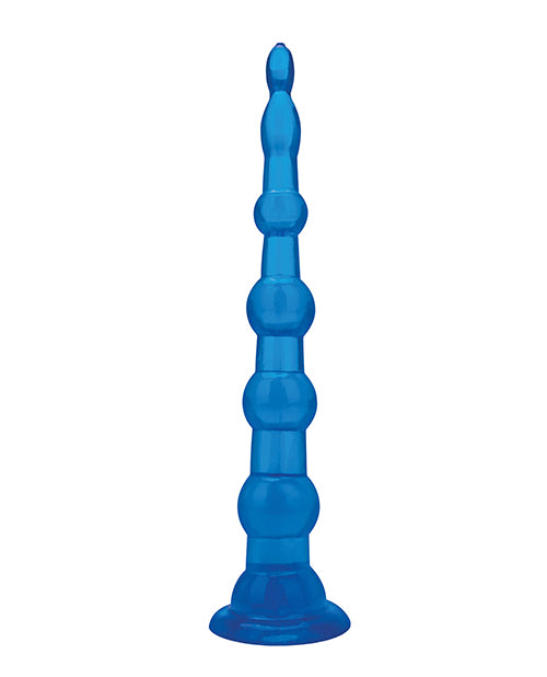 Blue Line C & B 8.5" Anal Beads with Suction Base - Jelly Blue Product Image.