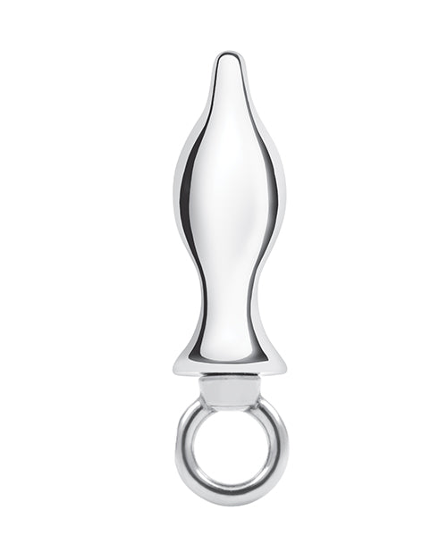 Blue Line Luxury Stainless Steel Bling Butt Plug with Loop Handle Product Image.