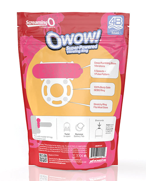 Screaming O 4b Owow 振動環 - 草莓風味：強烈的愉悅感和甜蜜的感覺 Product Image.