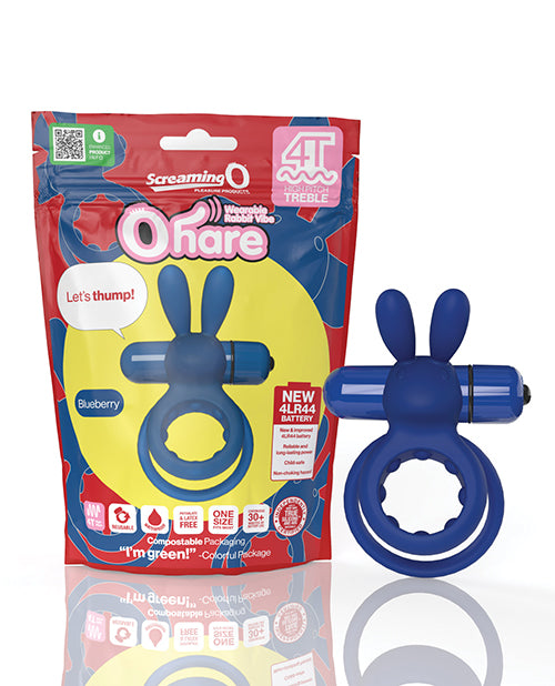 Screaming O 4t Ohare Blueberry Vibrating Ring - Dual Stimulating Design for Intense Pleasure Product Image.