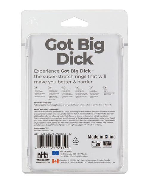 Got Big Dick 2 Pack Cock Rings - Elevate Your Pleasure Product Image.