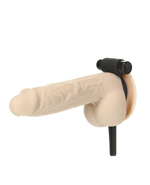 PowerBullet Bolo Bullet Cock Tie - Black: Vibrating Pleasure & Perfect Fit Product Image.