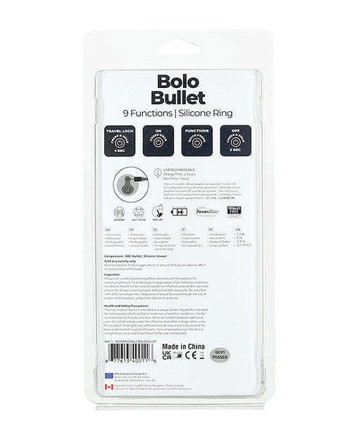 Corbata para pene PowerBullet Bolo Bullet - Negro: placer vibrante y ajuste perfecto Product Image.
