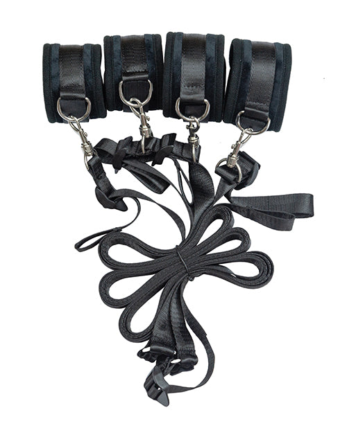 Punishment Bed Restraint Kit with Blindfold: Embrace Sensual Submission Product Image.