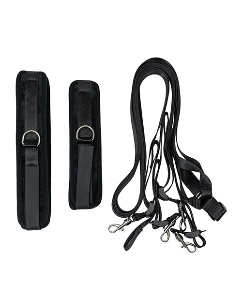 Punishment Bed Restraint Kit with Blindfold: Embrace Sensual Submission Product Image.