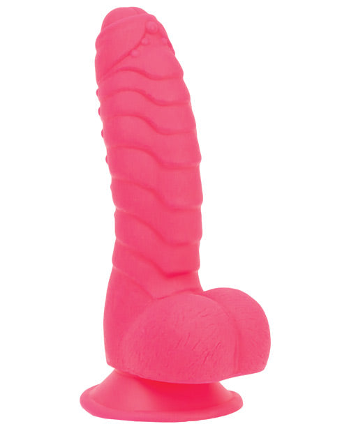 "Dildo acanalado rosa fuerte de estimulación intensa" Product Image.