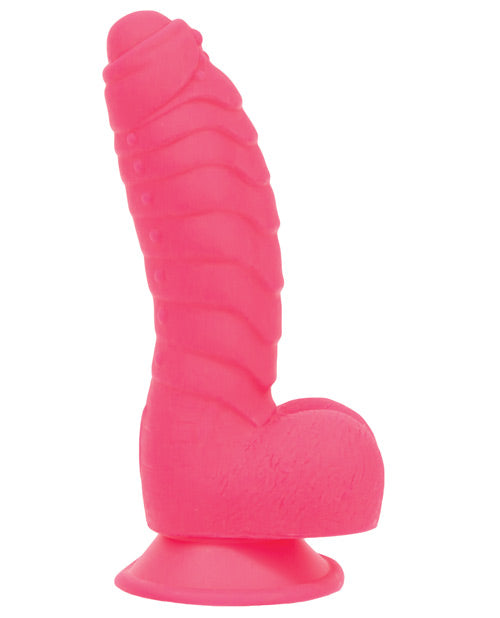 "Dildo acanalado rosa fuerte de estimulación intensa" Product Image.