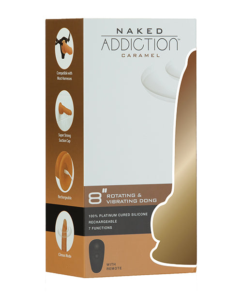 Naked Addiction 8" Dual Density Silicone Dildo - Caramel with Extreme Suction Base Product Image.