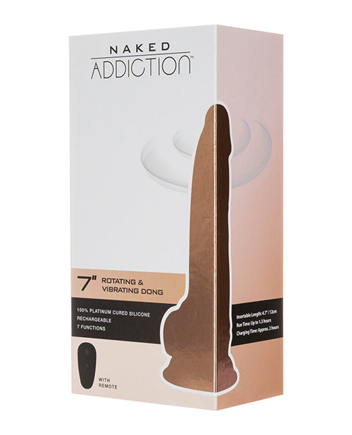 Naked Addiction Consolador giratorio y vibratorio de 7" con control remoto - Carne Product Image.