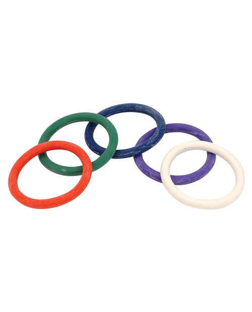 Juego de anillos para el pene Spartacus Rainbow - Paquete de 5: mejora el placer y el estilo Product Image.