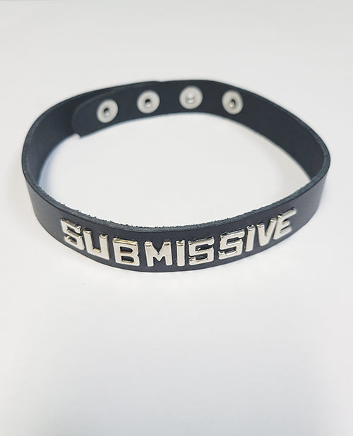 斯巴達克斯 SUBMISSIVE 皮革項圈 - 黑色 Product Image.