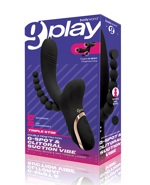 XGen Bodywand G-Play Triple Stimulation Squirt Trainer - Black Product Image.