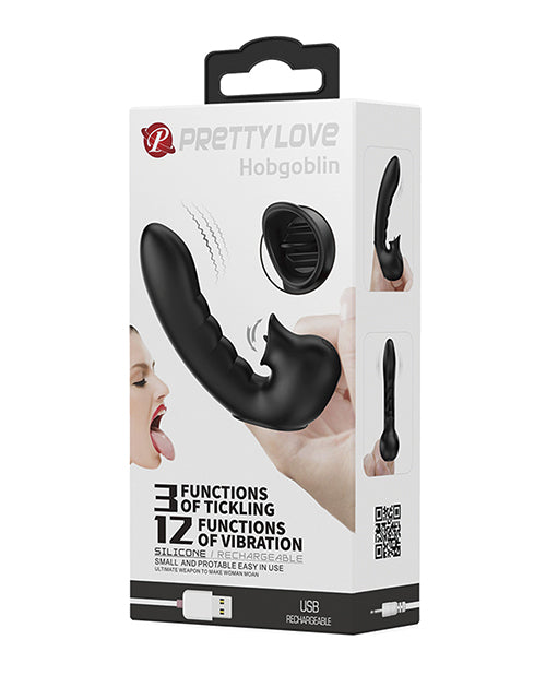 Vibrador para chupar los dedos Hobgoblin de Pretty Love - Negro - featured product image.