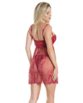 Coquette Lightly Padded Demi Cup & Fine Lace Skirt Babydoll Set in Merlot