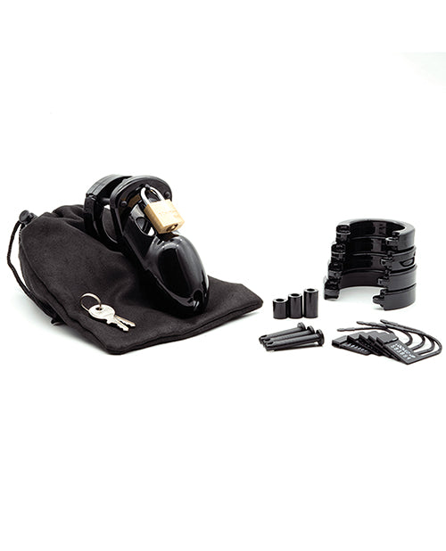 CB-3000® 3" Custom Fit Black Cock Cage Kit: The Ultimate Chastity Experience Product Image.