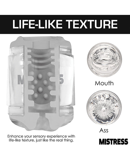 Curve Toys Mistress Double Shot Mini Masturbator - Clear Product Image.