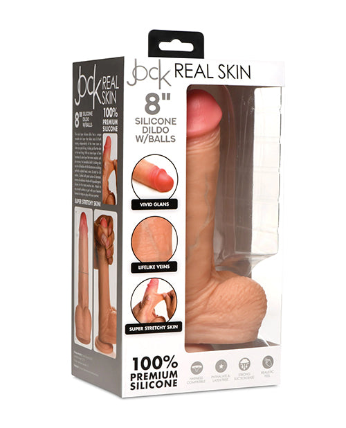 Shop for the Curve Toys Jock Real Skin Silicone 8" Dildo w/Balls at My Ruby Lips