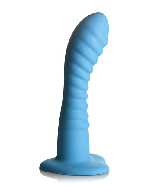 Curve Toys Simply Sweet 7" Ribbed Silicone Dildo - Blue Product Image.