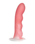 Curve Toys Simply Sweet Consolador ondulado de silicona de 7" - Rosa/Blanco