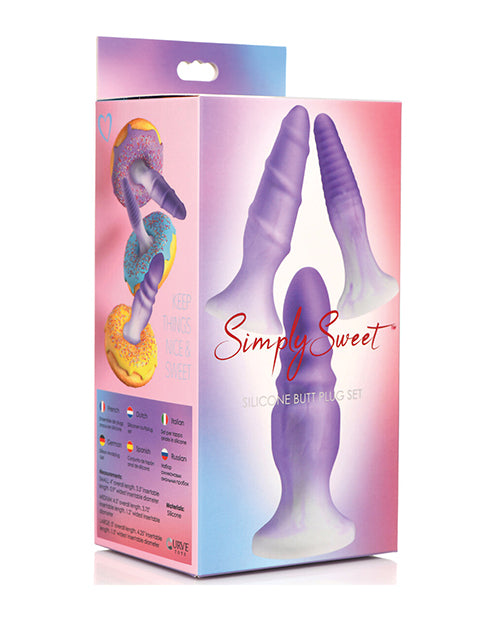 “Curve Toys Simply Sweet 矽膠肛塞套裝 - 紫色愉悅三重奏” Product Image.