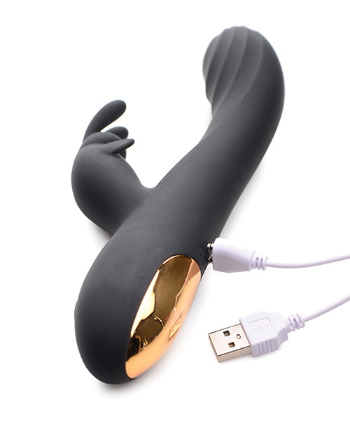 Curve Toys Power Bunnies Cuddles 10x Silicone Rabbit Vibrator - Black - Ultimate Pleasure Experience Product Image.