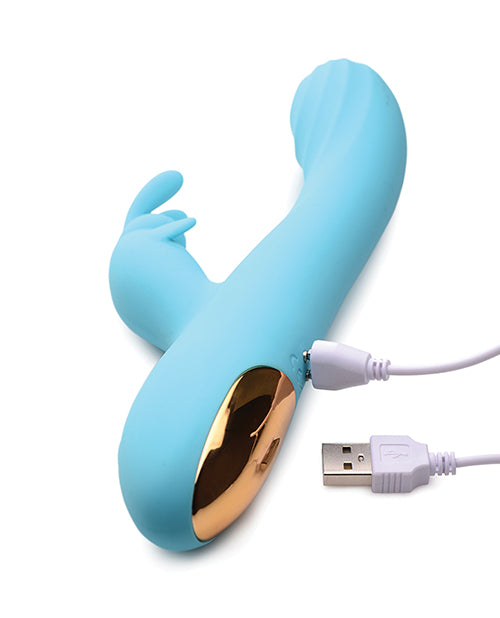 Curve Toys Power Bunnies Snuggles 10x Silicone Rabbit Vibrator - Blue Product Image.