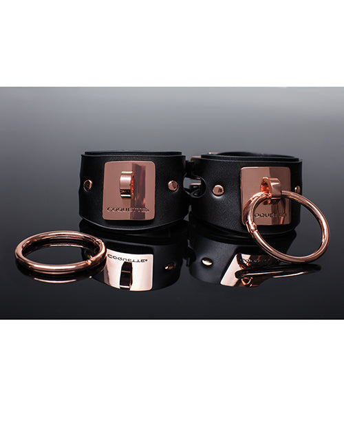 Black/Rose Gold Adjustable Handcuffs Product Image.