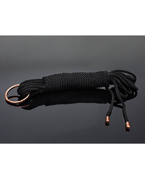 Lujosa cuerda suave y sedosa en negro/oro rosa: eleva tu placer íntimo Product Image.